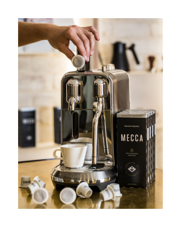 Mecca Coffee Espresso Pods with Breville Machine Specialty Coffee Moonwalker Blend